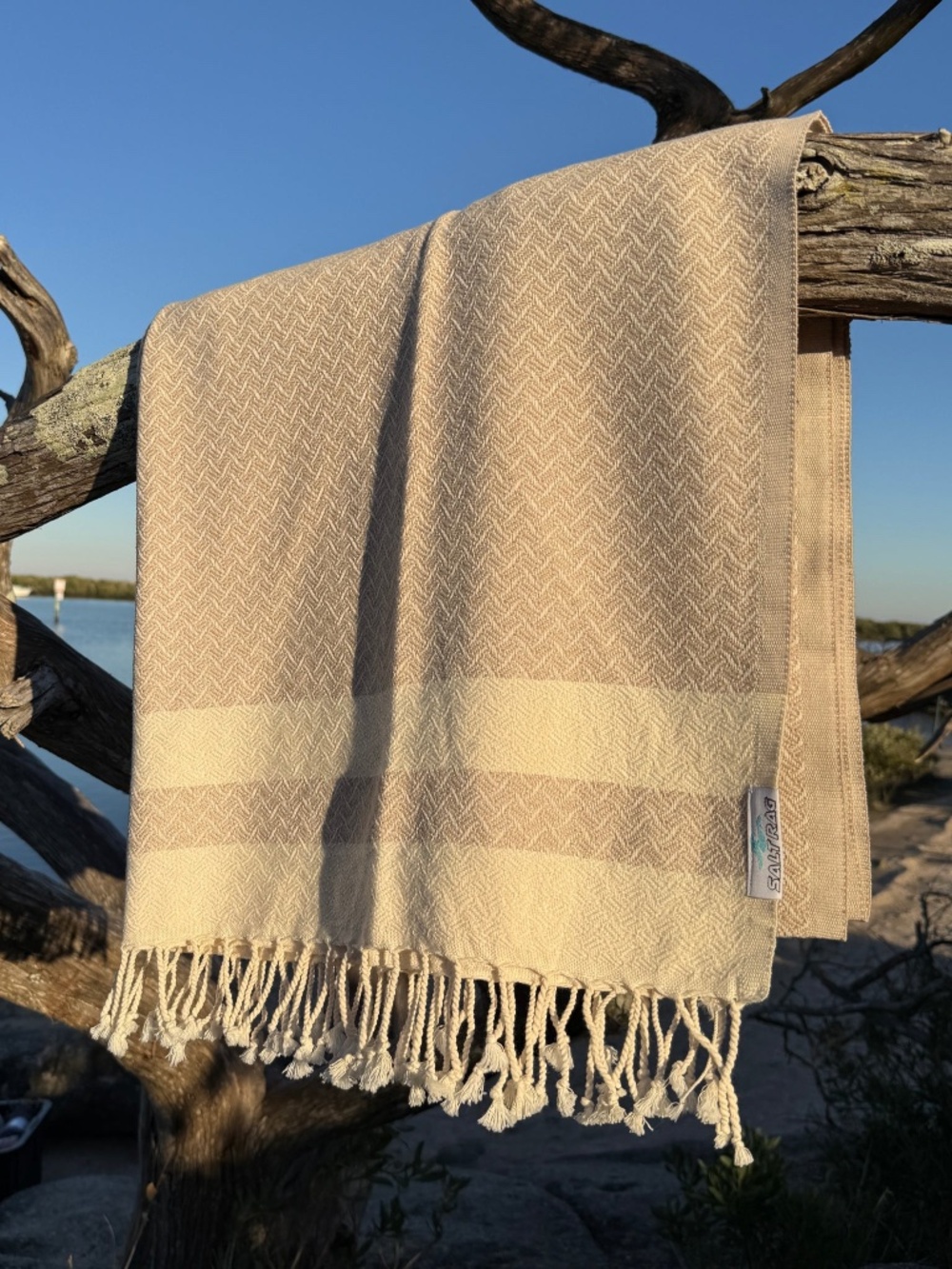 Wave Rag Tan — Salt Rag™ Sand-Resistant Turkish Beach Towel